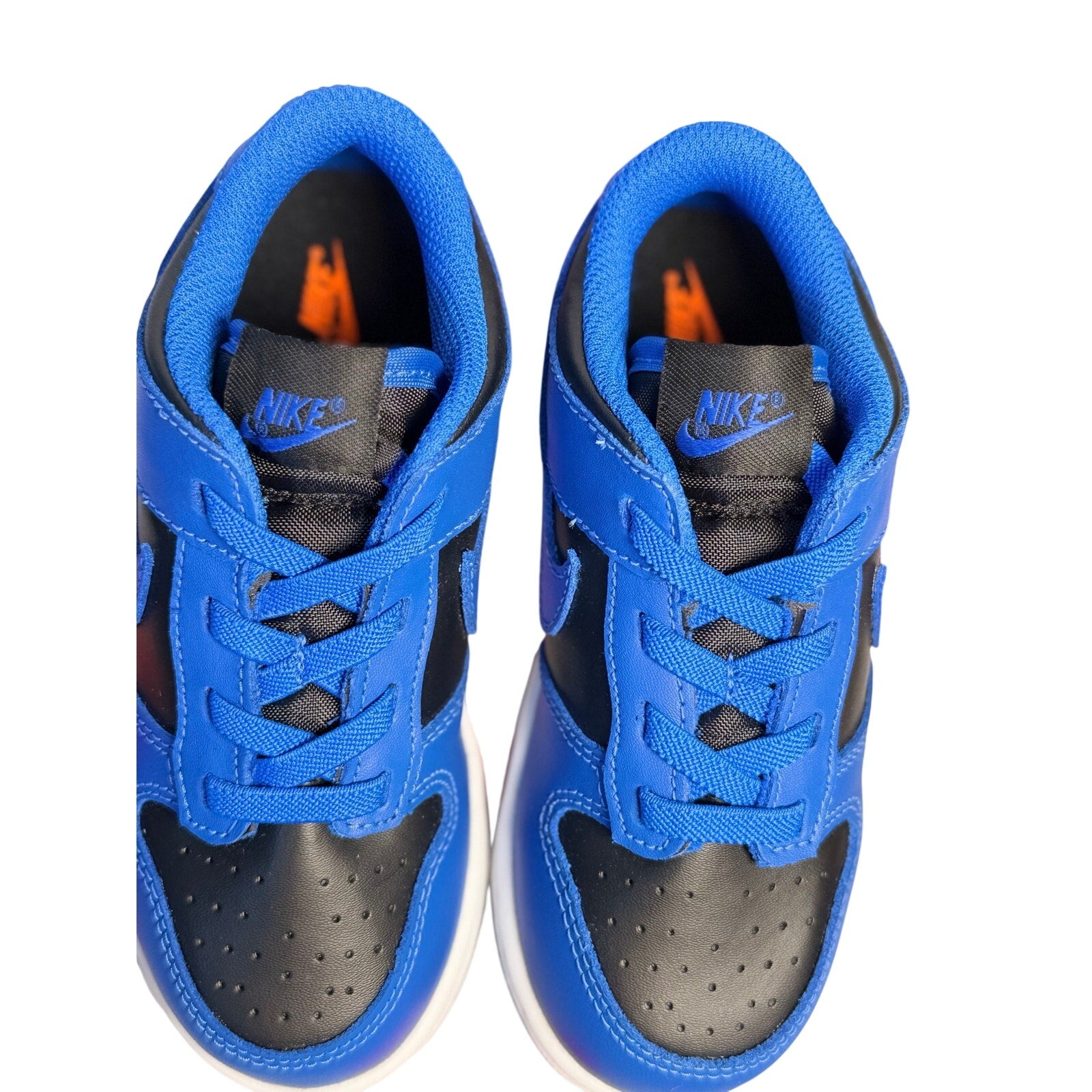 Nike Dunk Low GS Royal Blue and Black sneakers for kids, athletic shoes with vibrant blue and black design, suitable for active wear