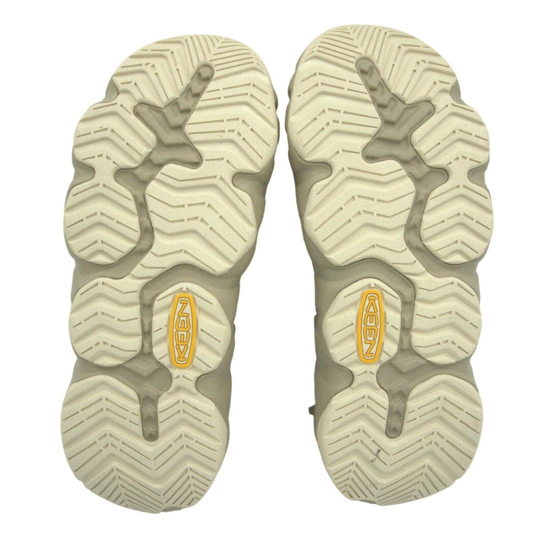 Keen Whisper women's closed-toe hiking sandals in US 8.5 with tan straps and rugged sole, new without box.