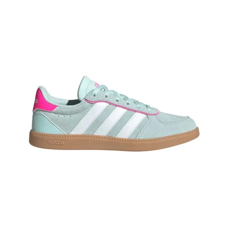 Adidas Breaknet Sleek women's sneakers in mint and pink with white soles, size 7, featuring a sporty design.