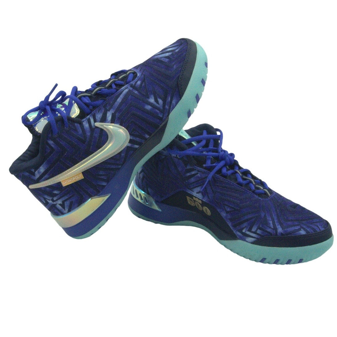 Nike Monopoly X Zoom LeBron NXXT Genesis basketball shoes in Persian Violet, men's size 11, featuring vibrant purple design and athletic style.