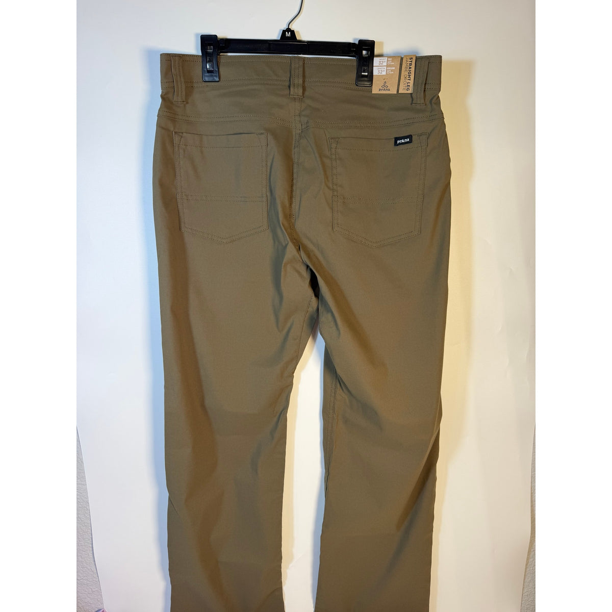 Men's prAna Brion Pants in slate green, 32x32, standard fit with stretch fabric, new with tags.
