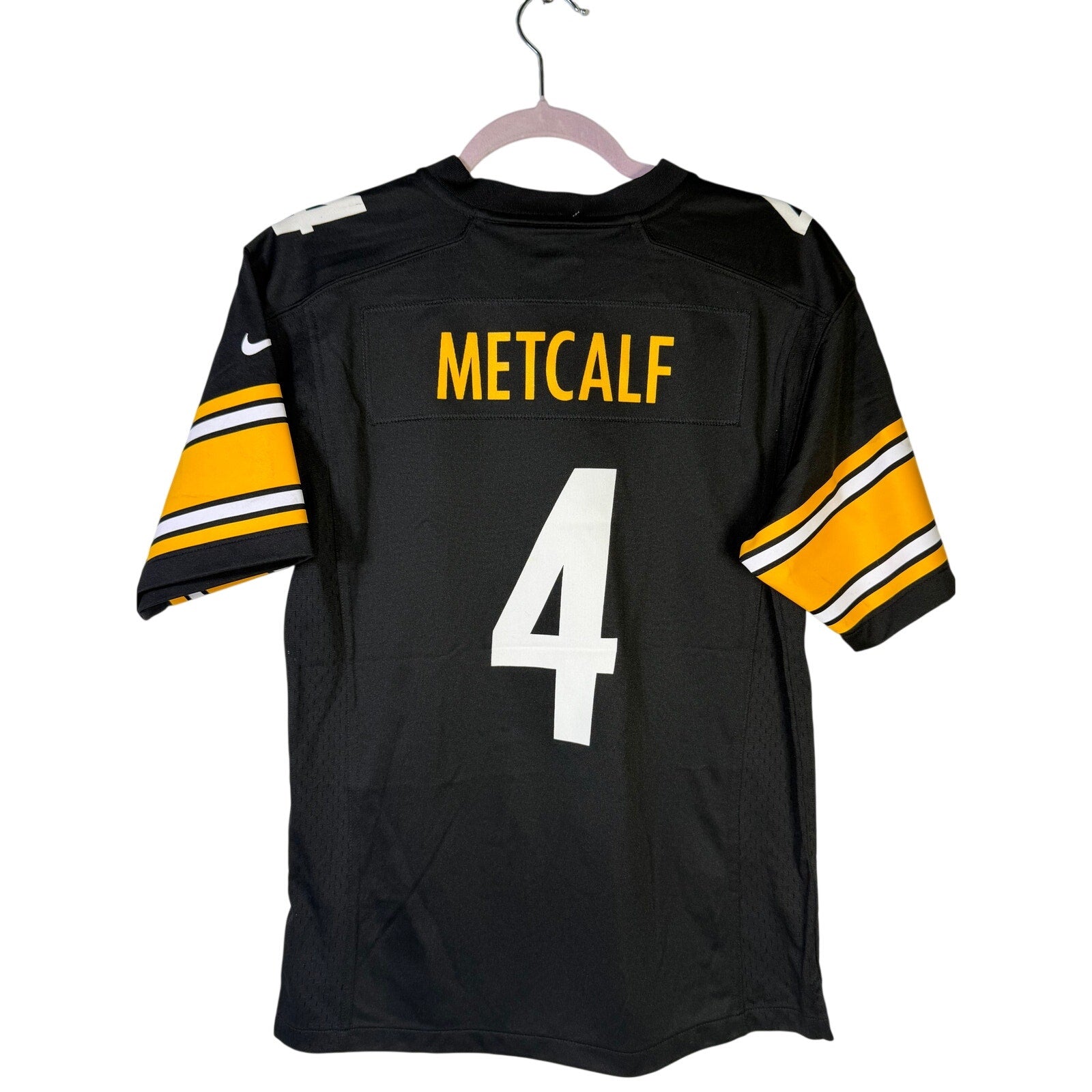 Nike Pittsburgh Steelers George Pickens #14 NFL game jersey, men's large size in black, front view with team and player details.