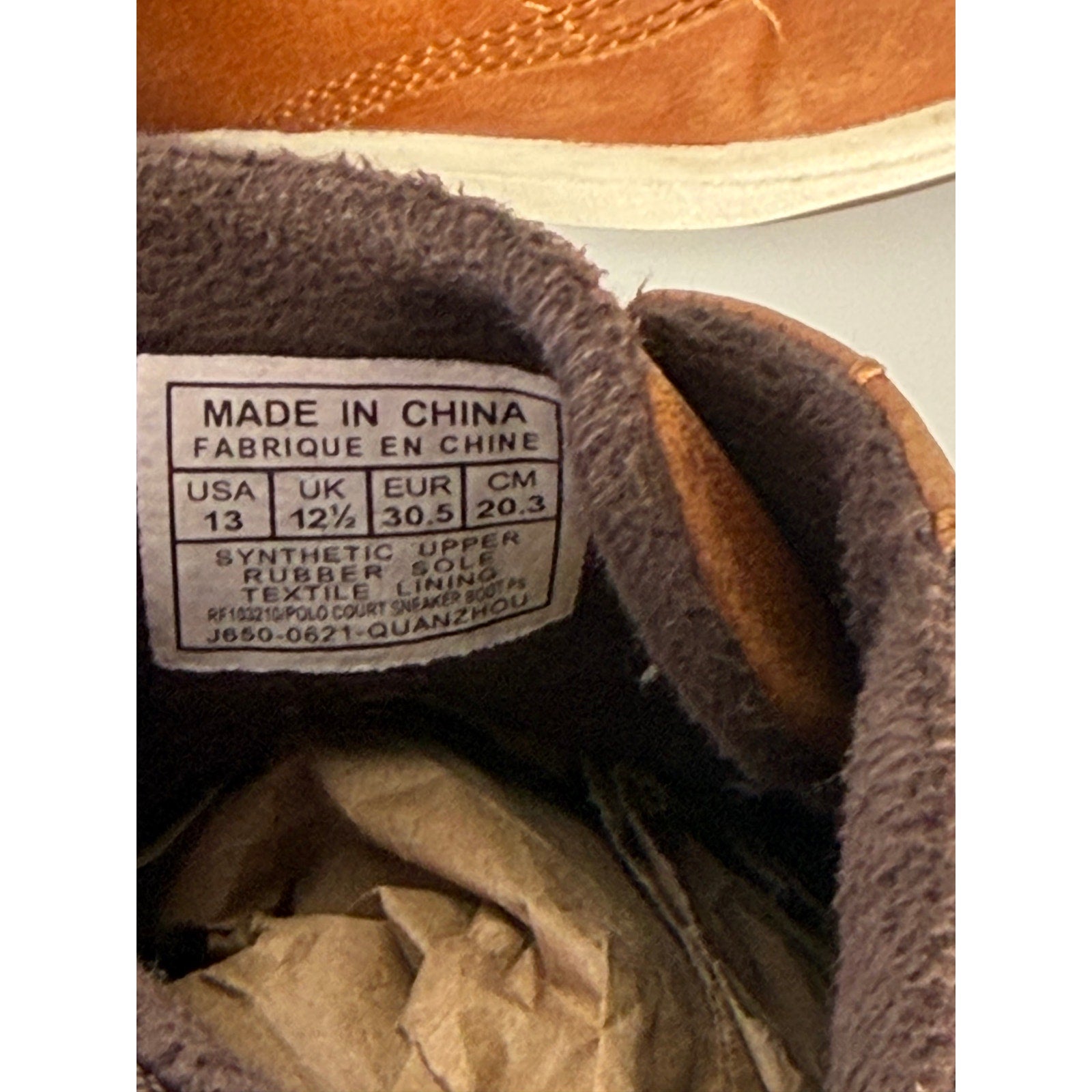 Pre-owned Polo Ralph Lauren kids' brown mid-top sneakers with hook-and-loop straps and US 13C size, showing the stylish design.