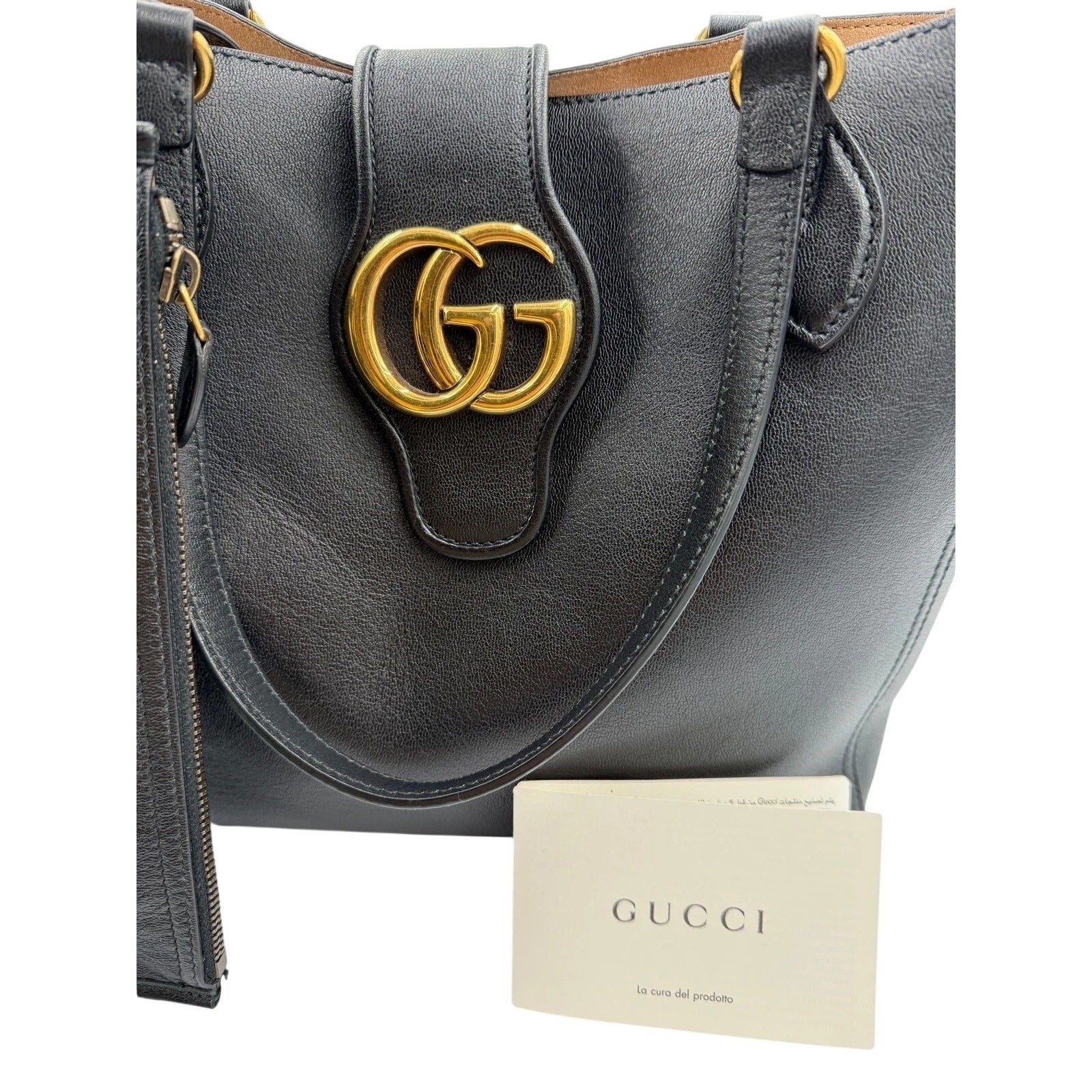 Gucci GG Dahlia Tote – Black Leather – Gold Double G Hardware
