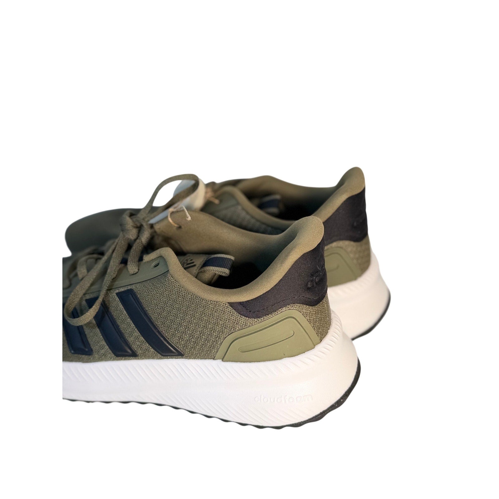 Adidas Runfalcon 3.0 men's running shoes in olive green and black, featuring a breathable mesh upper and cushioned sole.